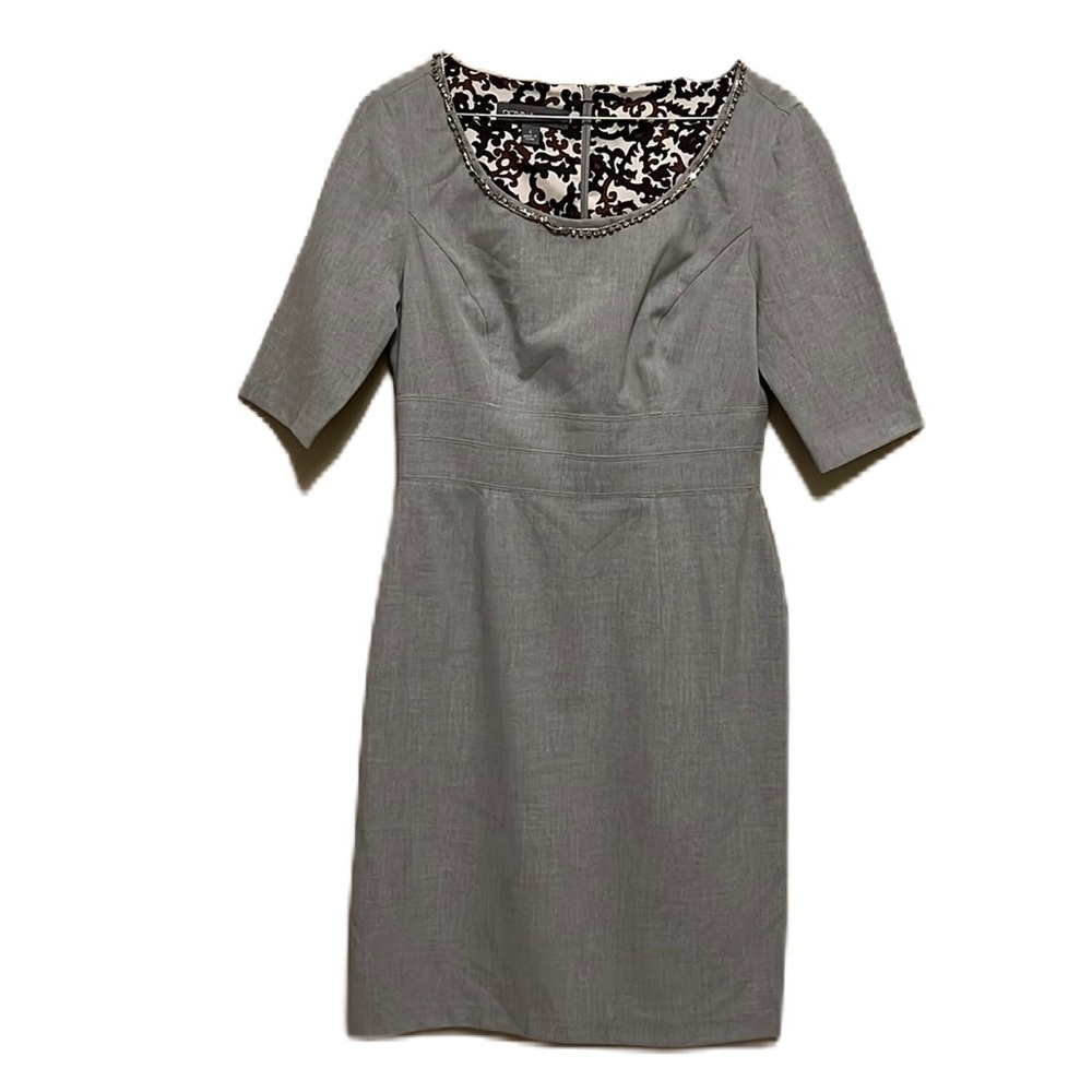Women’s DONNA RICCO, Scoop Neck, Short Sleeves Dress, Gray, Size 4